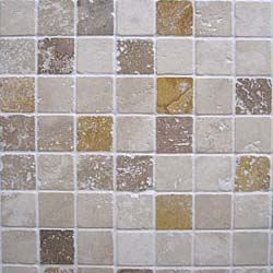 Light, Noce and Yellow Travertine tumbled mosaic