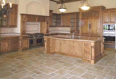 Tumbled Light Travertine Opus Romana Pattern