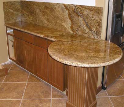 Curved Granite kitchen Breakfast bar